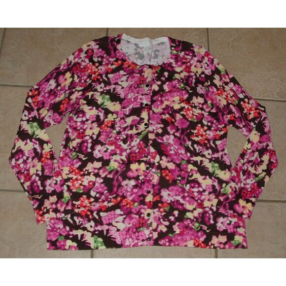 Colorful Plus Sz 1X Casual or Dress Lightweight Cardigan Sweater CHARTER CLUB - Picture 1 of 4